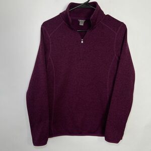 Eddie Bauer 1/4 Zip Pullover Sweater Womens Size Medium Purple Fleece Lined